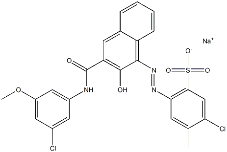 3-Chloro-4-methyl-6-[[3-[[(3-chloro-5-methoxyphenyl)amino]carbonyl]-2-hydroxy-1-naphtyl]azo]benzenesulfonic acid sodium salt Structure