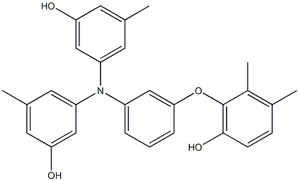 N,N-Bis(3-hydroxy-5-methylphenyl)-3-(6-hydroxy-2,3-dimethylphenoxy)benzenamine 구조식 이미지