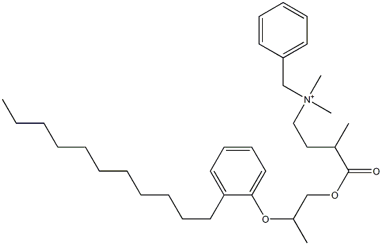 N,N-Dimethyl-N-benzyl-N-[3-[[2-(2-undecylphenyloxy)propyl]oxycarbonyl]butyl]aminium 구조식 이미지