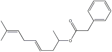 Phenylacetic acid 1,7-dimethyl-3,6-octadienyl ester 구조식 이미지