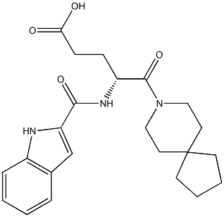 (R)-4-(1H-Indol-2-ylcarbonylamino)-5-oxo-5-(8-azaspiro[4.5]decan-8-yl)valeric acid 구조식 이미지