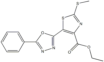 5-(5-Phenyl-1,3,4-oxadiazol-2-yl)-2-(methylthio)thiazole-4-carboxylic acid ethyl ester 구조식 이미지