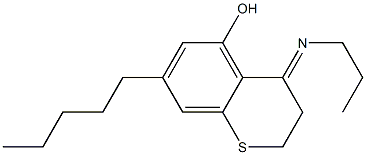 N-Propyl-3,4-dihydro-5-hydroxy-7-pentyl-2H-1-benzothiopyran-4-imine 구조식 이미지