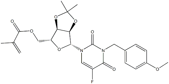 5-Fluoro-3-(4-methoxybenzyl)-5'-O-(2-methylacryloyl)-2'-O,3'-O-(propane-2,2-diyl)uridine 구조식 이미지