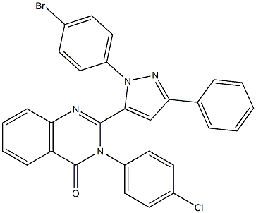 3-(4-Chlorophenyl)-2-[3-(phenyl)-1-(4-bromophenyl)-1H-pyrazol-5-yl]quinazolin-4(3H)-one Structure