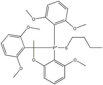 Tris(2,6-dimethoxyphenyl)(butylthio)phosphonium Structure