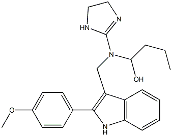 1-[N-(2-Imidazolin-2-yl)-N-[[2-(4-methoxyphenyl)-1H-indol-3-yl]methyl]amino]-1-butanol 구조식 이미지