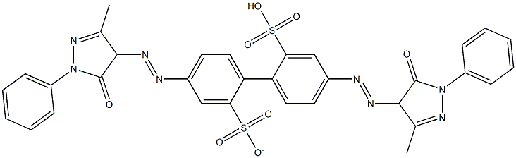 4,4'-Bis[[(4,5-dihydro-3-methyl-5-oxo-1-phenyl-1H-pyrazol)-4-yl]azo]-2-sulfonato[1,1'-biphenyl]-2'-sulfonic acid 구조식 이미지