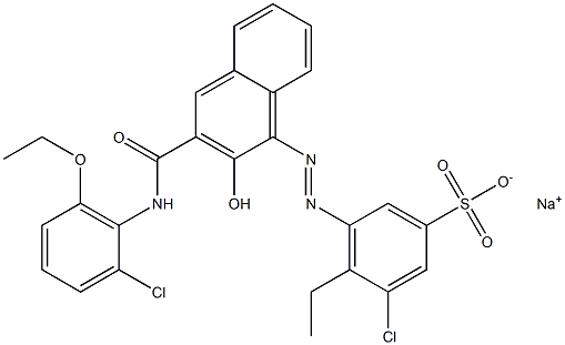 3-Chloro-4-ethyl-5-[[3-[[(2-chloro-6-ethoxyphenyl)amino]carbonyl]-2-hydroxy-1-naphtyl]azo]benzenesulfonic acid sodium salt Structure