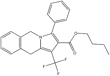 1-Trifluoromethyl-5,10-dihydro-3-phenylpyrrolo[1,2-b]isoquinoline-2-carboxylic acid butyl ester 구조식 이미지