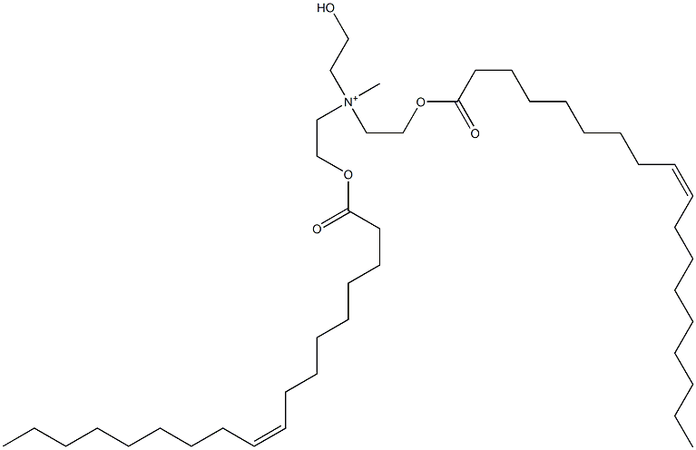 N-(2-Hydroxyethyl)-N-methyl-2-[[(Z)-1-oxo-9-octadecenyl]oxy]-N-[2-[[(Z)-1-oxo-9-octadecenyl]oxy]ethyl]ethanaminium 구조식 이미지