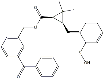 (1R,3S)-2,2-Dimethyl-3-[[(3E)-2,3,4,5-tetrahydro-2-oxothiophen]-3-ylidenemethyl]cyclopropane-1-carboxylic acid-3-benzoylbenzyl ester 구조식 이미지