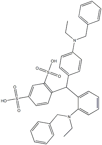 6-[[2-(N-Ethyl-N-benzylamino)phenyl][4-(N-ethyl-N-benzylamino)phenyl]methyl]-1,3-benzenedisulfonic acid 구조식 이미지