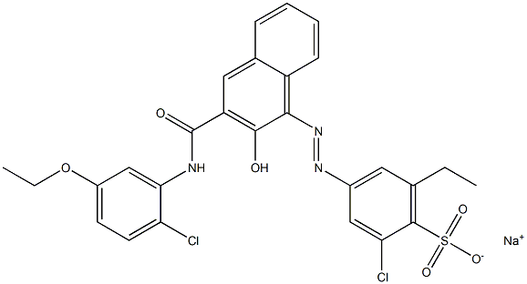 2-Chloro-6-ethyl-4-[[3-[[(2-chloro-5-ethoxyphenyl)amino]carbonyl]-2-hydroxy-1-naphtyl]azo]benzenesulfonic acid sodium salt Structure