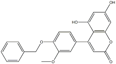 4-(4-Benzyloxy-3-methoxyphenyl)-5,7-dihydroxycoumarin 구조식 이미지