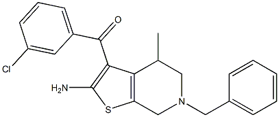 2-Amino-3-(3-chlorobenzoyl)-4,5,6,7-tetrahydro-4-methyl-6-benzylthieno[2,3-c]pyridine Structure