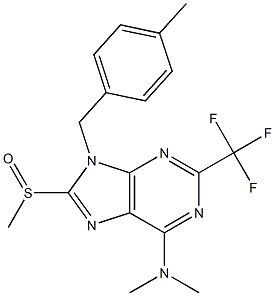 6-Dimethylamino-9-(4-methylbenzyl)-2-trifluoromethyl-8-methylsulfinyl-9H-purine 구조식 이미지