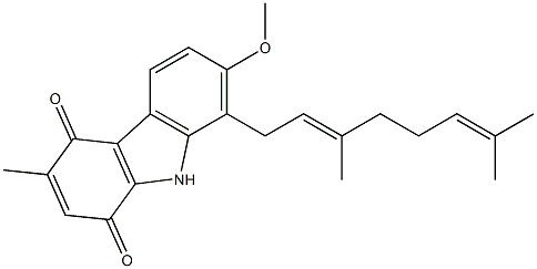 3-Methyl-7-methoxy-8-[(2E)-3,7-dimethyl-2,6-octadienyl]-1H-carbazole-1,4(9H)-dione 구조식 이미지