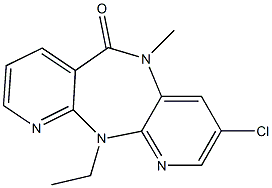 3-Chloro-5-methyl-11-ethyl-5,11-dihydro-6H-dipyrido[3,2-b:2',3'-e][1,4]diazepine-6-one 구조식 이미지