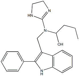 1-[N-(2-Imidazolin-2-yl)-N-[(2-phenyl-1H-indol-3-yl)methyl]amino]-1-butanol 구조식 이미지