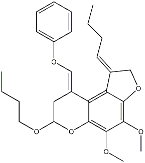 1-[(Z)-Butylidene]-4,5-dimethoxy-7-butoxy-9-phenoxymethylene-1,2,8,9-tetrahydro-7H-furo[3,2-f][1]benzopyran 구조식 이미지