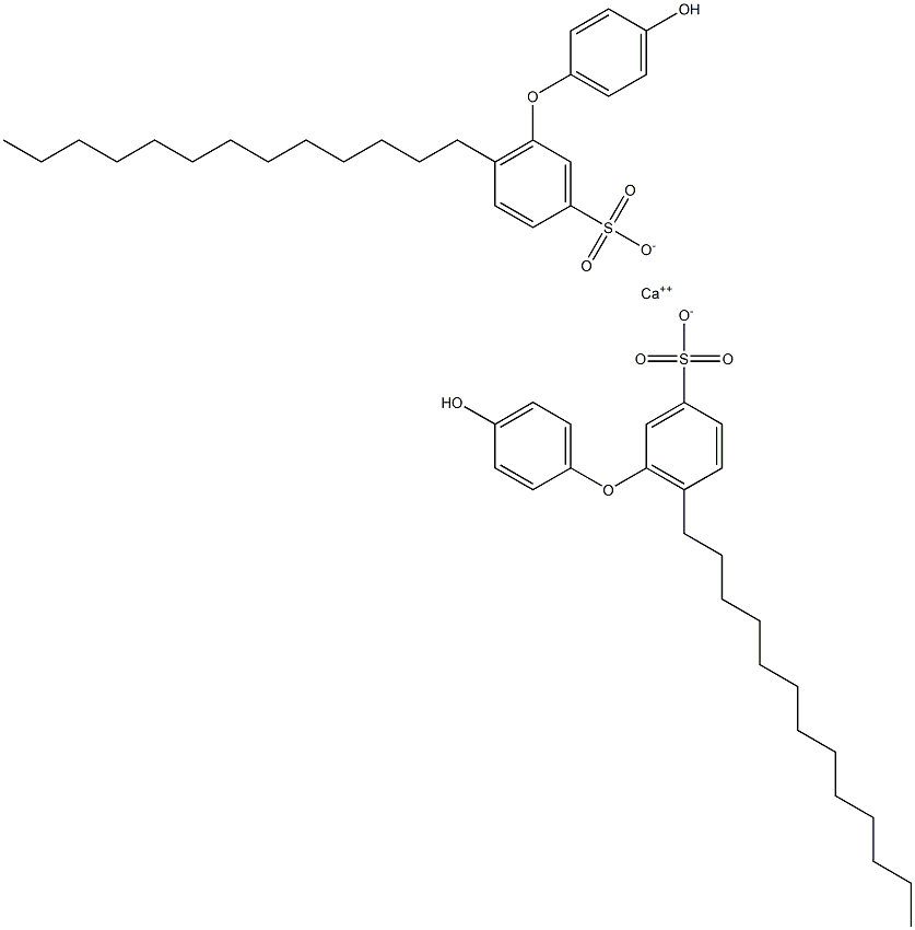 Bis(4'-hydroxy-6-tridecyl[oxybisbenzene]-3-sulfonic acid)calcium salt 구조식 이미지