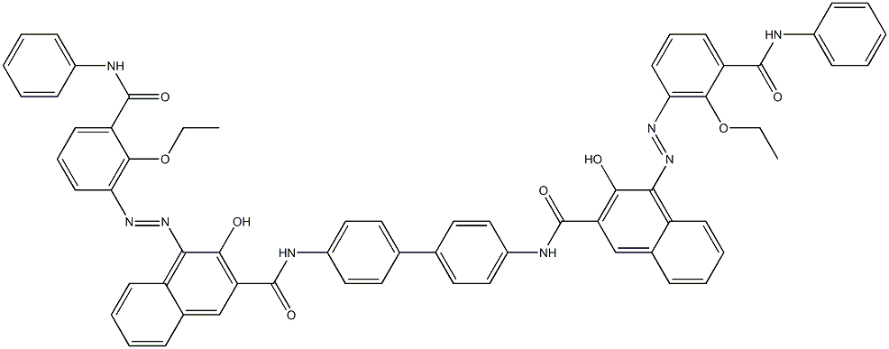 N,N'-(1,1'-Biphenyl-4,4'-diyl)bis[4-[[6-ethoxy-5-(phenylcarbamoyl)phenyl]azo]-3-hydroxy-2-naphthalenecarboxamide] 구조식 이미지