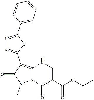 1-Methyl-3-(5-phenyl-1,3,4-thiadiazol-2-yl)-2,7(1H,4H)-dioxopyrazolo[1,5-a]pyrimidine-6-carboxylic acid ethyl ester 구조식 이미지