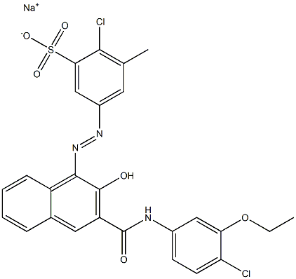 2-Chloro-3-methyl-5-[[3-[[(4-chloro-3-ethoxyphenyl)amino]carbonyl]-2-hydroxy-1-naphtyl]azo]benzenesulfonic acid sodium salt 구조식 이미지