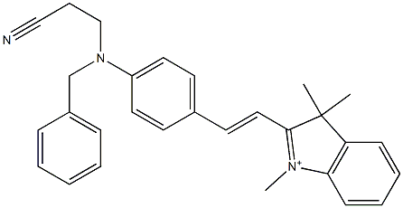 2-[2-[4-[(2-Cyanoethyl)(phenylmethyl)amino]phenyl]ethenyl]-1,3,3-trimethyl-3H-indolium Structure