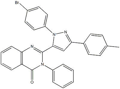 3-(Phenyl)-2-[3-(4-methylphenyl)-1-(4-bromophenyl)-1H-pyrazol-5-yl]quinazolin-4(3H)-one 구조식 이미지