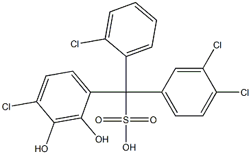 (2-Chlorophenyl)(3,4-dichlorophenyl)(4-chloro-2,3-dihydroxyphenyl)methanesulfonic acid 구조식 이미지