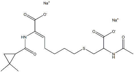 (Z)-7-[[2-Acetylamino-2-(hydroxycarbonyl)ethyl]thio]-2-[(2,2-dimethylcyclopropyl)carbonylamino]-2-heptenoic acid sodium salt 구조식 이미지