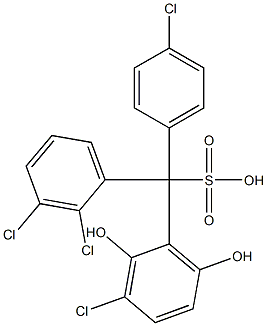 (4-Chlorophenyl)(2,3-dichlorophenyl)(3-chloro-2,6-dihydroxyphenyl)methanesulfonic acid 구조식 이미지