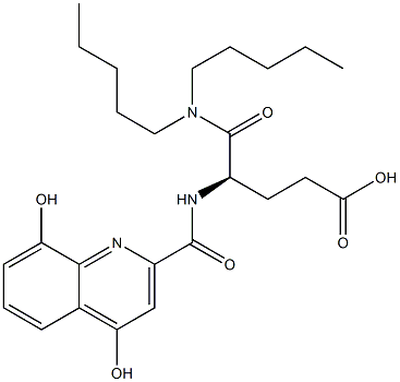 (R)-4-(4,8-Dihydroxy-2-quinolinylcarbonylamino)-5-oxo-5-dipentylaminovaleric acid Structure