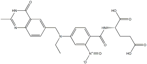 (2S)-2-[2-Nitro-4-[N-[(3,4-dihydro-2-methyl-4-oxoquinazolin)-6-ylmethyl]-N-ethylamino]benzoylamino]glutaric acid 구조식 이미지