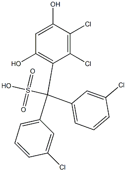 (2,3-Dichloro-4,6-dihydroxyphenyl)bis(3-chlorophenyl)methanesulfonic acid 구조식 이미지