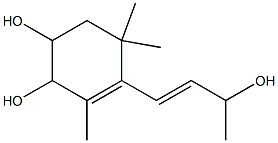 (3E)-4-(3,4-Dihydroxy-2,6,6-trimethyl-1-cyclohexen-1-yl)-3-buten-2-ol 구조식 이미지