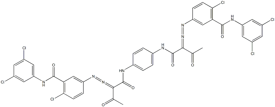 3,3'-[1,4-Phenylenebis[iminocarbonyl(acetylmethylene)azo]]bis[N-(3,5-dichlorophenyl)-6-chlorobenzamide] 구조식 이미지