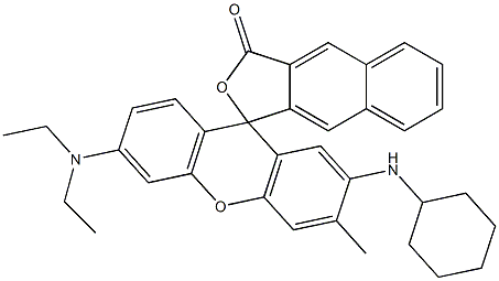 2'-Cyclohexylamino-6'-(diethylamino)-3'-methylspiro[naphtho[2,3-c]furan-1(3H),9'-[9H]xanthen]-3-one 구조식 이미지