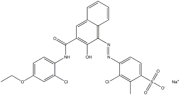 3-Chloro-2-methyl-4-[[3-[[(2-chloro-4-ethoxyphenyl)amino]carbonyl]-2-hydroxy-1-naphtyl]azo]benzenesulfonic acid sodium salt Structure