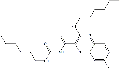 6,7-Dimethyl-3-(hexylamino)-N-(N-hexylcarbamoyl)quinoxaline-2-carboxamide 구조식 이미지