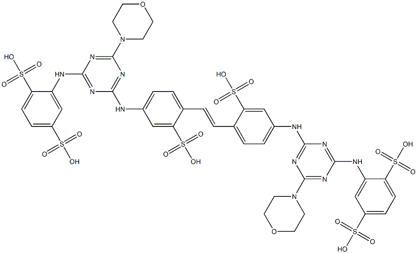 2,2'-[1,2-Ethenediylbis[(3-sulfo-4,1-phenylene)imino[6-(4-morpholinyl)-1,3,5-triazine-4,2-diyl]imino]]bis(1,4-benzenedisulfonic acid) 구조식 이미지