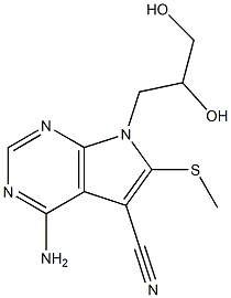 4-Amino-6-methylthio-7-(2,3-dihydroxypropyl)-7H-pyrrolo[2,3-d]pyrimidine-5-carbonitrile 구조식 이미지