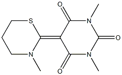 1,3-Dimethyl-5-[(tetrahydro-3-methyl-2H-1,3-thiazin)-2-ylidene]pyrimidine-2,4,6(1H,3H,5H)-trione 구조식 이미지