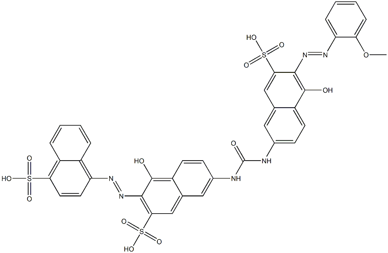 4-[1-Hydroxy-6-[[[[5-hydroxy-6-(2-methoxyphenylazo)-7-sulfo-2-naphthalenyl]amino]carbonyl]amino]-3-sulfo-2-naphthalenylazo]-1-naphthalenesulfonic acid 구조식 이미지