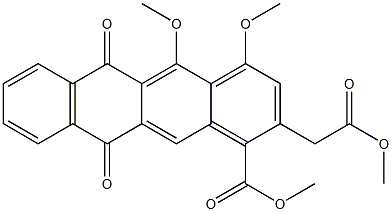 1,12-Dimethoxy-4-(methoxycarbonyl)-3-[(methoxycarbonyl)methyl]-6,11-naphthacenedione 구조식 이미지