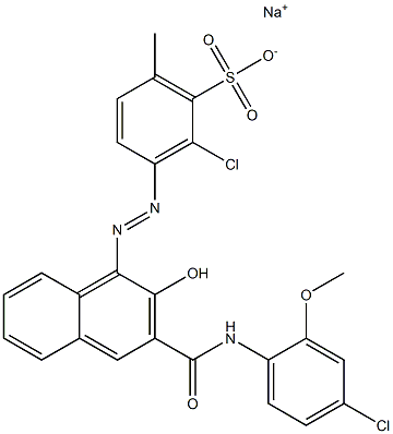 2-Chloro-6-methyl-3-[[3-[[(4-chloro-2-methoxyphenyl)amino]carbonyl]-2-hydroxy-1-naphtyl]azo]benzenesulfonic acid sodium salt Structure