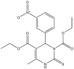2-Thioxo-4-methyl-6-(3-nitrophenyl)-1,2,3,6-tetrahydropyrimidine-1,5-dicarboxylic acid diethyl ester 구조식 이미지