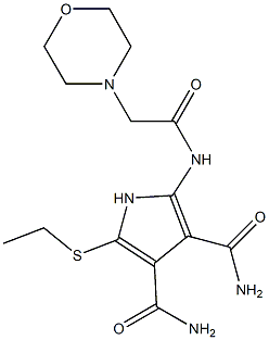 2-[[[Morpholino]acetyl]amino]-5-[ethylthio]-1H-pyrrole-3,4-dicarboxamide Structure